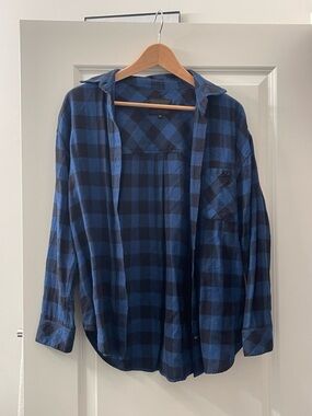 Rails Blue and Black Plaid Button-Down flannel